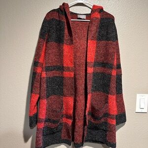 Cyrus Red and Black Knit Cardigan